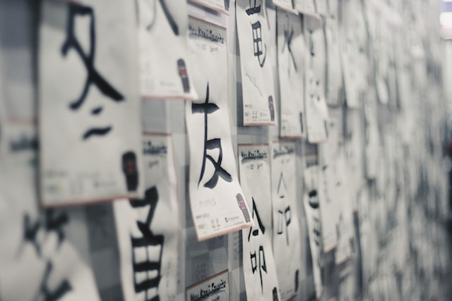 Handwritten kanji characters